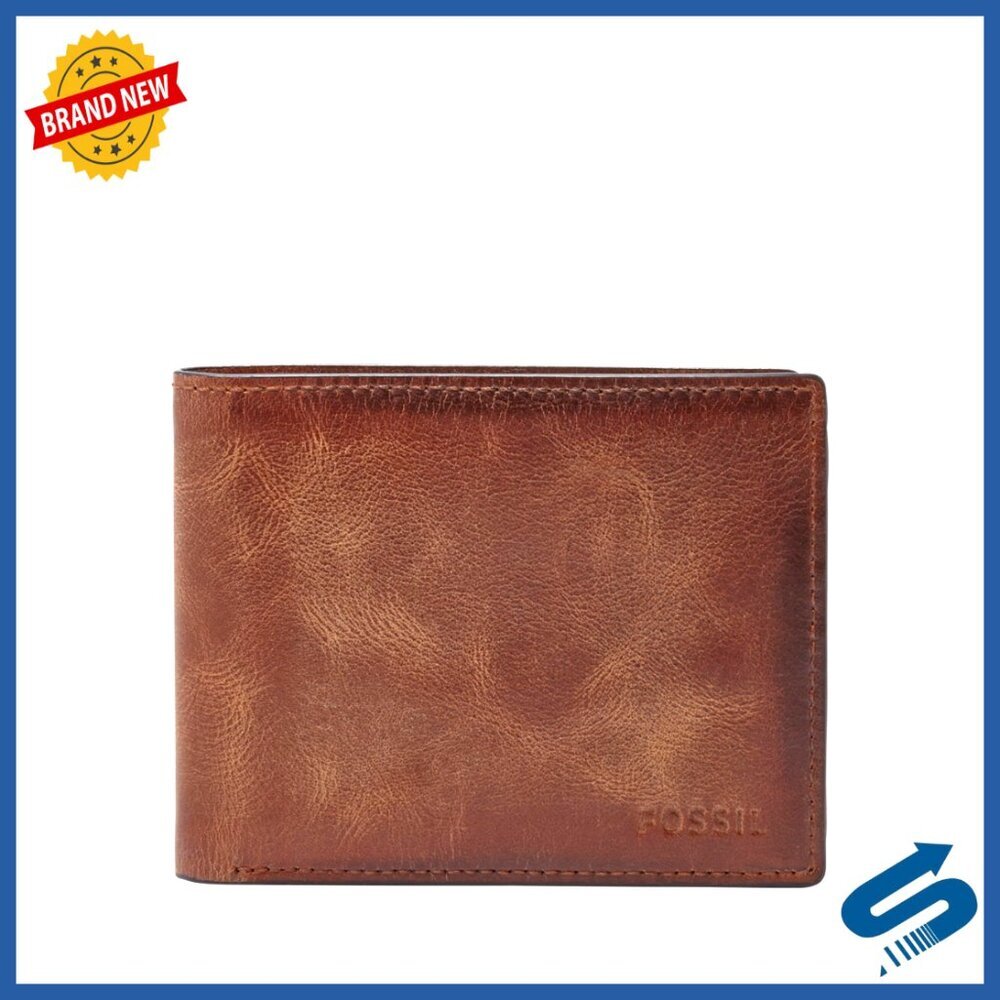 Men's RFID-Blocking Leather Bifold Wallet with ID Window
